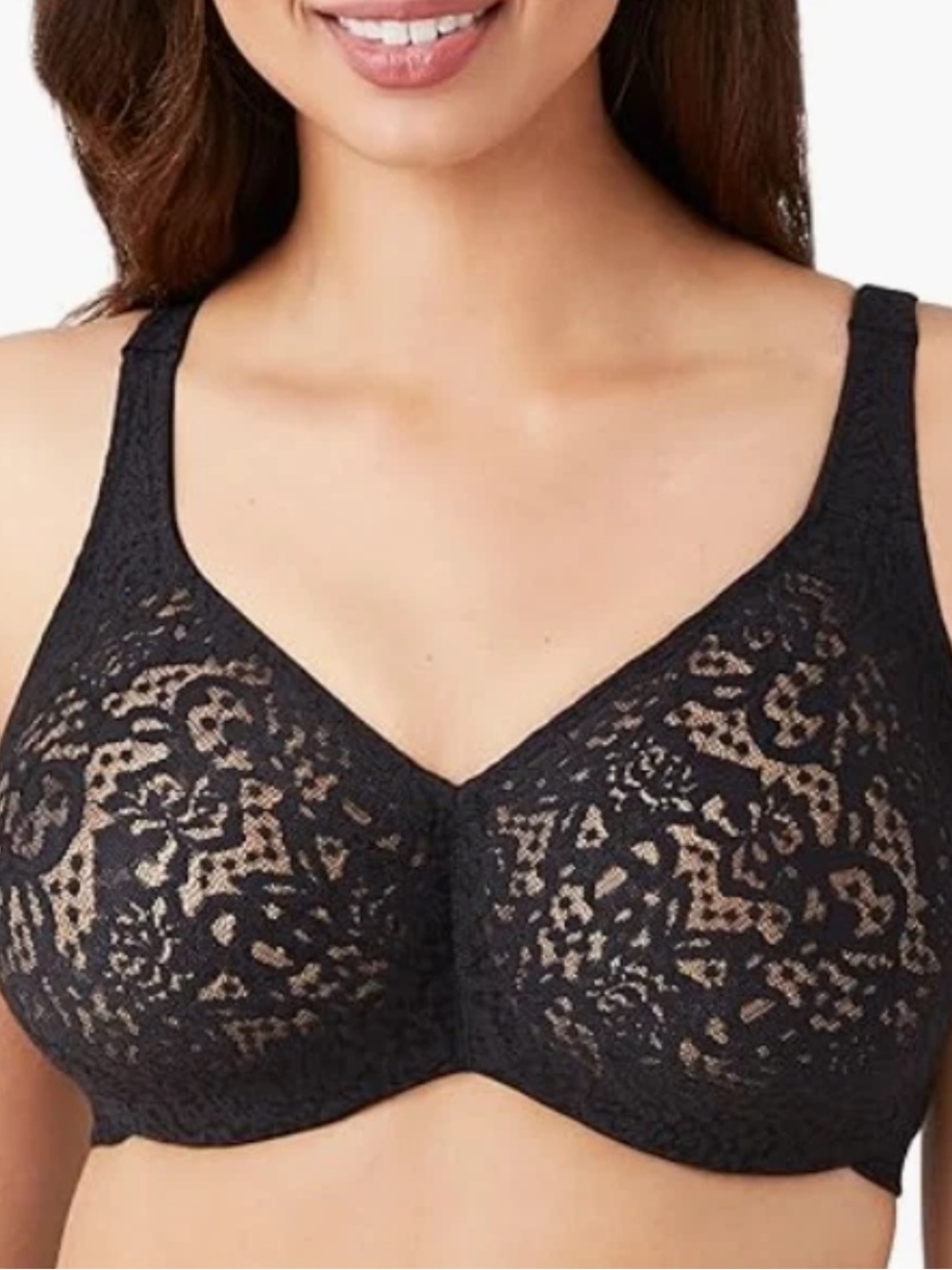 🐷🆕 Wacoal Halo Full Figure Black Lace Bra 65547